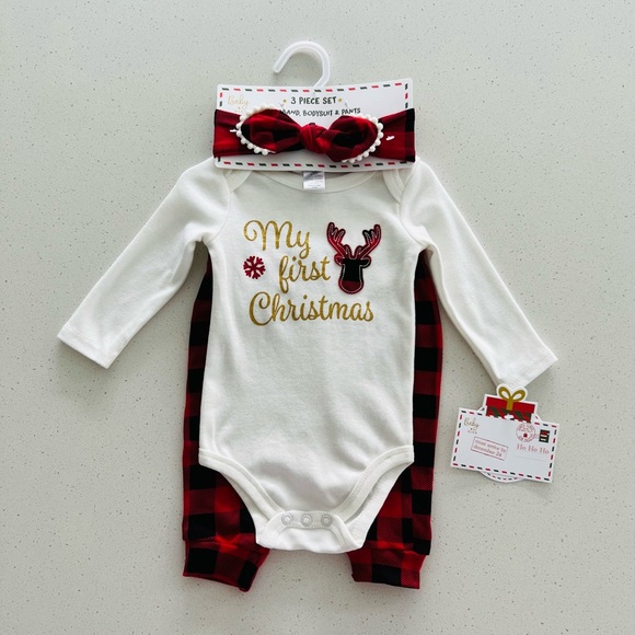 Baby Kiss Baby Girls ‘My First Christmas’ 3 Piece Set Size 3-6 Months NWT - Picture 2 of 11